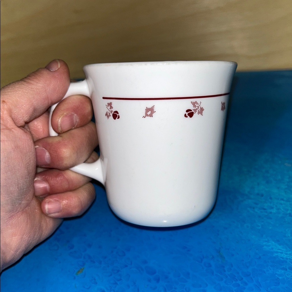 BURGUNDY ROSE by Corning Corelle Floral Patterned White Mugs set of 2 - Picture 3 of 7